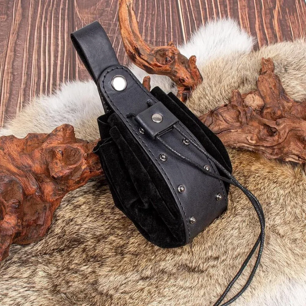 Renaissance Belt Pouch Leather Medieval Fanny Pack Waist Bag Costume Accessory